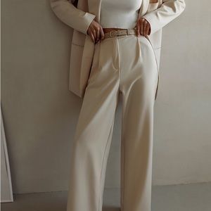 Wide-leg tailored pants NWOT beige